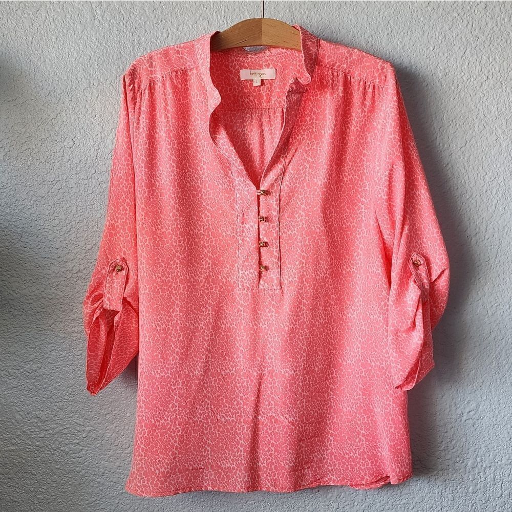 Britt Ryan 100% silk 1/2 button tunic blouse
